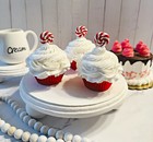 Dezicakes Fake Christmas Cupcake  Artificial Food Peppermint Lollipop Cupcake