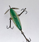 Vintage  Pflueger Peerless Minnow Wooden Fishing Lure - White W   Green Back