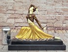 Dancer In A Long Skirt Signed Chiparus Genuine Bronze Sculpture Figurine