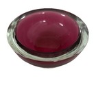 Murano Italian Sculpted Red Sommerso Blown Art Glass Bowl Dish Mcm Vintage