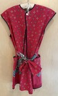 Vtg 50s 60s 70s  Full Apron Folk Art Austrian   Bavarian Mid-century Red Cotton