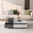 Modern Style Black And White Coffee Table With Two Storage Spaces Living Room