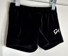 Gk Elite Child Small S Cs Solid Black Velvet Velour Gymnastics Cheer Shorts