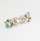 Antique Art Nouveau Organic Sterling Silver Turquoise Flower Brooch Pin