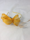 New Handmade Yellow Bow Feather Sinamay Fascinator Headband