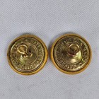 Waterbury Button Co Us Army Great Seal Eagle Brass Uniform Buttons Gold Tone 2pc