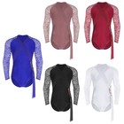 Mens Leotard Ruched Bodysuit Mesh Jumpsuit Ballet Dance Floral Latin Drape Lace