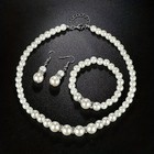 Faux Pearl Jewelry Set Simulated Pearl Necklace Bracelet Earrings For Women Girl