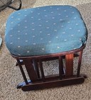 Glider Chair And Ottoman Set Upholstered Dark Green Brown Wood
