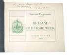 1901 Rutland Vermont Old Home Week Official Souvenir Programme Book Vt History