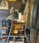 Antique Oak Two Shelf Roll-top Train Watch Cabinet Primitive Old West 1800s Nice