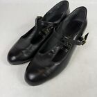 Tic Tac Toes Womens Black Leather Almond Toe Swing T Strap Dance Shoes Size 8 5w