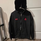 Reebok Ufc Mens Full Zip Hoodie Black Red Logo Mma Training Sweatshirt Large