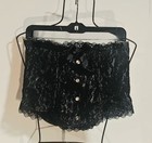 Black Lace Under Bust Corset W   Rhinestone Buttons