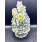 Partylite Ceramic Flower Basket Candle Holder Spring Tulips Daffodils 8  Vintage