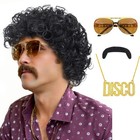 Traqur 70s Disco Afro Curly Wig For Men - Short Fluffy Black 8015-black 