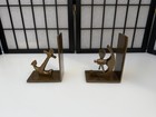 Vintage Nautical Bookends Anchor   Ship Propeller Brass Tone Metal Pair
