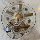 Vintage George Briard Mcm Glass Tray   Platter W Attached Dip Bowl  knife