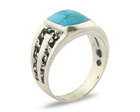 Men Vintage Nugget Ring 925 Sterling Turquoise Artist Signed Sc Size 11