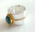 Two Toned Rope Edge Turquoise Ring