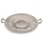 Vintage Everlast Metal Serving Tray Round Hand Forged Hammered Aluminum Handles