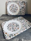 Set Of 4  Vintage Divided Floral Meal Trays Mcm 13    X 10 5    Picnic Trays