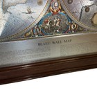 Framed Foil Reproduction Blaeu World Map Blue Silver Dutch Art 