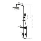 Black Shower Faucet Set Round Rain Head Wall Mounted Brass Mixer Valve Shelf Tap