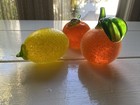 Murano Style Lifesize Art Glass Lemon And Two Oranges tangerines With Texture