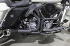 Flt Offset Megaphone 2 1 1-3 4 Inch Exhaust Black With Chro For Harley-davidson