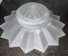 Antique Frosted Art Deco 1930   s Sunflower  Ribbed Glass Ceiling Light Shade  