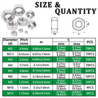 382pcs 304 Stainless Steel Hex Nuts Assortment Kit  9 Metric Sizes- M2  M2 5  M3