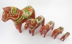Lot Of 5 Vintage Swedish Dala Horses Nils Olsson Akta 3  - 8 5  Tall Hand Carved
