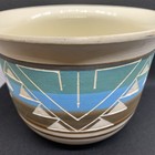 Souix Pottery Bowlsigned Artist James Garnette Hand-painted Teal sky Blue  Brown