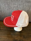 Vintage Budweiser Hat Cap Snapback Red White Trucker Mesh Beer Advertising 80s
