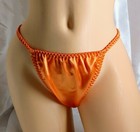 Orange Satin Thong String Bikini Panties 