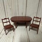 Vintage Marx Dollhouse Furniture Set Dining Room Table Chairs Cabinet Brown