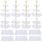 14-piece Dessert Stand Set With Cake Stands And Rectangle Serving Trays White