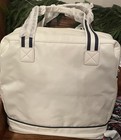 Mark And Graham Monogrammed Sporty Stripe Pickleball Bag Ivory navy 