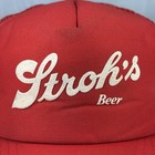 Vintage Stroh s Beers Trucker Hat  Red Snapback Cap  Puff Print - Sportcap