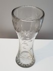 Vintage Large Flower Vase Deep Hand-cut Lead Crystal Heavy Glass Etched 12  Tall