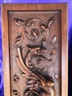 Antique American Walnut 19thc Victorian Hand Carved Dragon Architectural Panels