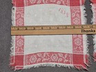 Antique Linen Damask Napkins Lot Of 3  Red White 1878 