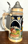 Vintage 1l German Beer Stein W pewter Lid a Cheerful Song  A Little Mug Of Beer 