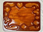 Vintage Unique Monkey Pod Wood Playing Card Poker Night Large Tabletop Tray