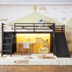 Twin Metal Loft Bed Black With Slide Ladder Storage Drawers Led For Kids Teens