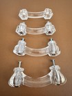 Hexagon Curved Clear Glass Drawer Handles Pulls 3    Centers Screws Set Of 4