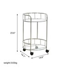 Rolling Bar Cart With Wheels 2-tier Small Serving Bar Trolley Round Wine Rack