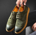 Men s Suede Casual Lace Up Carved Wing Tip Brogues Formal Business Dress Shoes