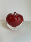 Vintage Art Glass Red Heart Shaped  Scent Perfume Bottle W  Dauber